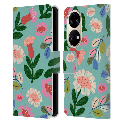 Gabriela Thomeu Floral Super Bloom Leather Book Wallet Case Cover For Huawei P50