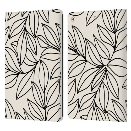 Gabriela Thomeu Floral Black And White Leaves Leather Book Wallet Case Cover For Apple iPad 10.2 2019/2020/2021