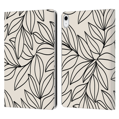 Gabriela Thomeu Floral Black And White Leaves Leather Book Wallet Case Cover For Apple iPad 10.9 (2022)