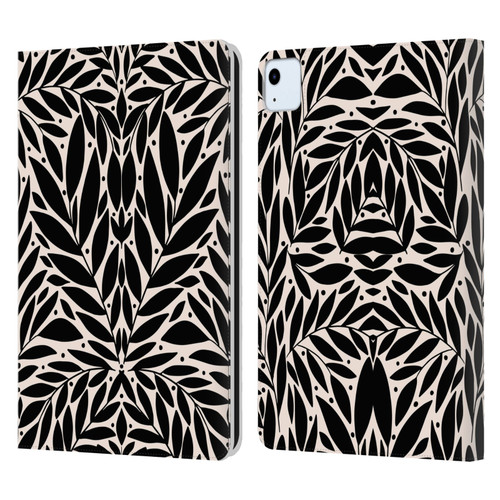 Gabriela Thomeu Floral Black And White Folk Leaves Leather Book Wallet Case Cover For Apple iPad Air 2020 / 2022