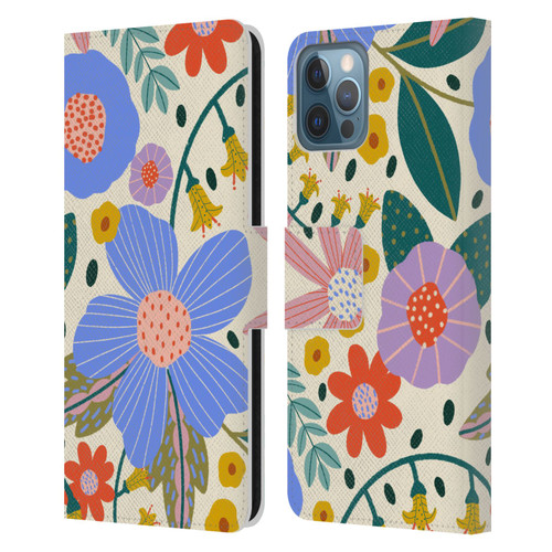 Gabriela Thomeu Floral Pure Joy - Colorful Floral Leather Book Wallet Case Cover For Apple iPhone 12 / iPhone 12 Pro