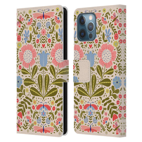 Gabriela Thomeu Floral Blooms & Butterflies Leather Book Wallet Case Cover For Apple iPhone 12 Pro Max