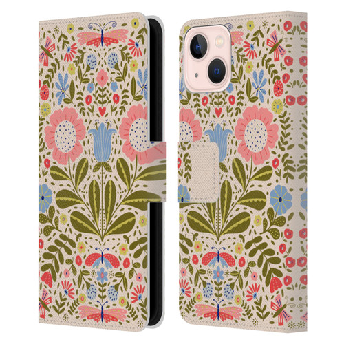 Gabriela Thomeu Floral Blooms & Butterflies Leather Book Wallet Case Cover For Apple iPhone 13