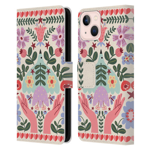 Gabriela Thomeu Floral Folk Flora Leather Book Wallet Case Cover For Apple iPhone 13