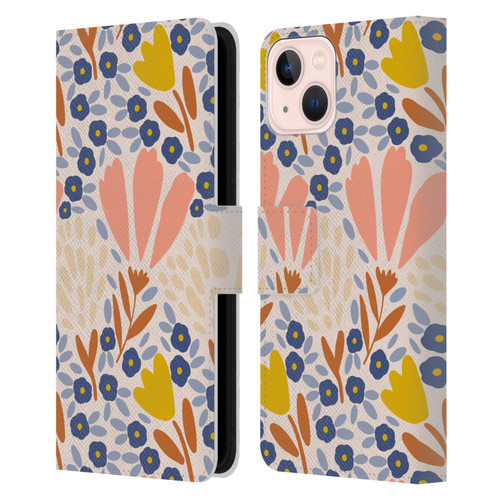 Gabriela Thomeu Floral Spring Flower Field Leather Book Wallet Case Cover For Apple iPhone 13