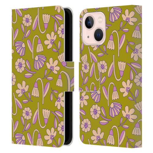 Gabriela Thomeu Floral Art Deco Leather Book Wallet Case Cover For Apple iPhone 13 Mini