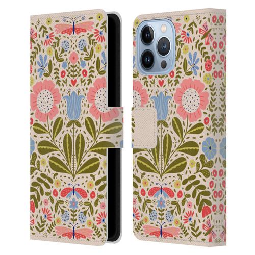 Gabriela Thomeu Floral Blooms & Butterflies Leather Book Wallet Case Cover For Apple iPhone 13 Pro Max