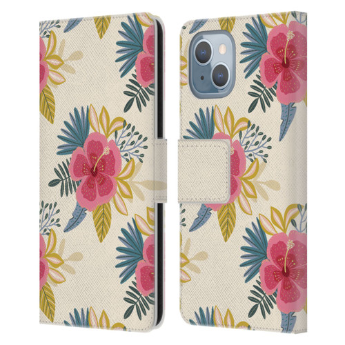 Gabriela Thomeu Floral Tropical Leather Book Wallet Case Cover For Apple iPhone 14