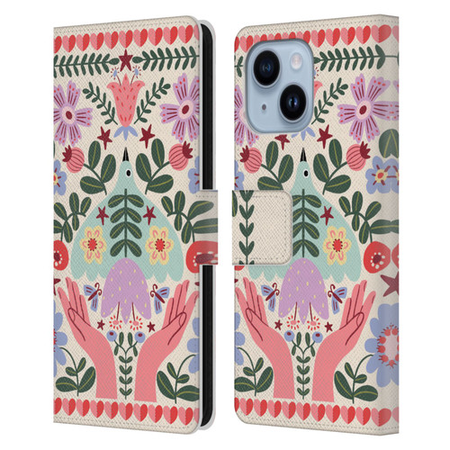 Gabriela Thomeu Floral Folk Flora Leather Book Wallet Case Cover For Apple iPhone 14 Plus