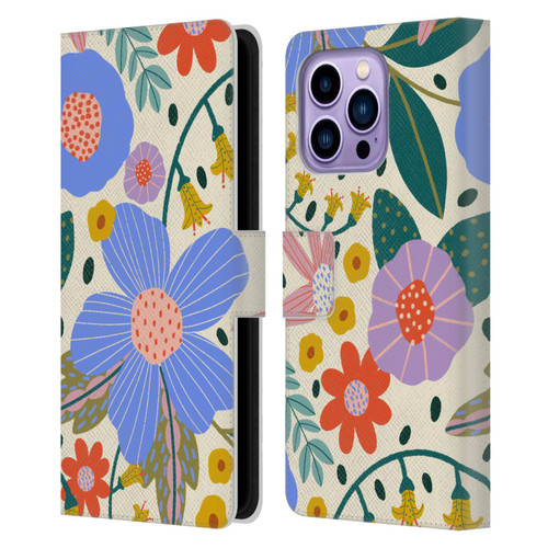 Gabriela Thomeu Floral Pure Joy - Colorful Floral Leather Book Wallet Case Cover For Apple iPhone 14 Pro Max