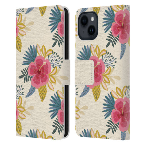 Gabriela Thomeu Floral Tropical Leather Book Wallet Case Cover For Apple iPhone 15