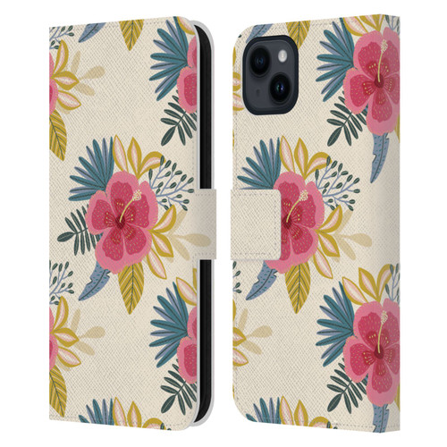 Gabriela Thomeu Floral Tropical Leather Book Wallet Case Cover For Apple iPhone 15 Plus