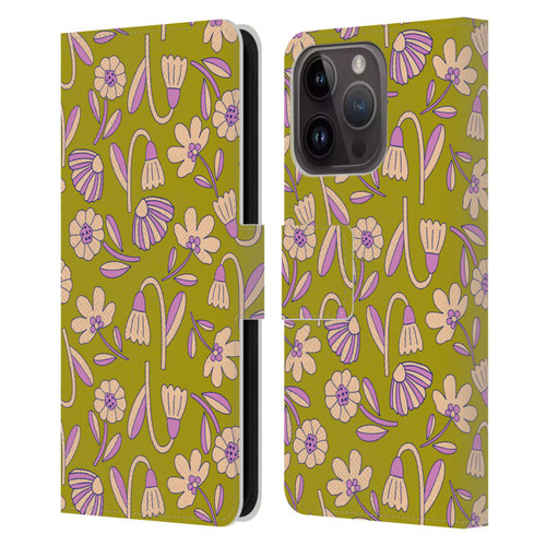 Gabriela Thomeu Floral Art Deco Leather Book Wallet Case Cover For Apple iPhone 15 Pro