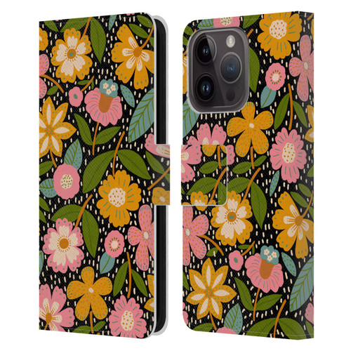 Gabriela Thomeu Floral Floral Jungle Leather Book Wallet Case Cover For Apple iPhone 15 Pro