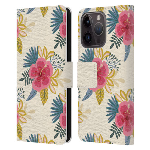 Gabriela Thomeu Floral Tropical Leather Book Wallet Case Cover For Apple iPhone 15 Pro