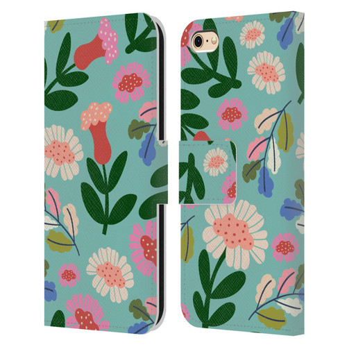Gabriela Thomeu Floral Super Bloom Leather Book Wallet Case Cover For Apple iPhone 6 / iPhone 6s