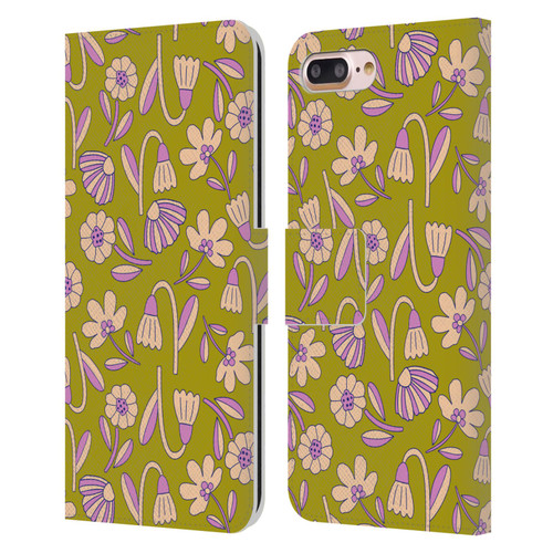 Gabriela Thomeu Floral Art Deco Leather Book Wallet Case Cover For Apple iPhone 7 Plus / iPhone 8 Plus