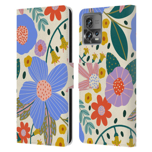 Gabriela Thomeu Floral Pure Joy - Colorful Floral Leather Book Wallet Case Cover For Motorola Moto Edge 30 Fusion