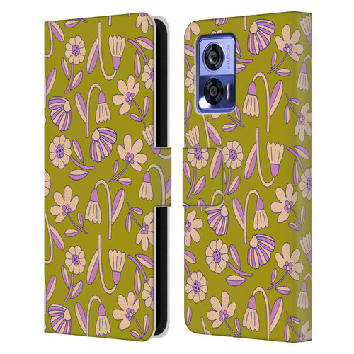 Gabriela Thomeu Floral Art Deco Leather Book Wallet Case Cover For Motorola Edge 30 Neo 5G