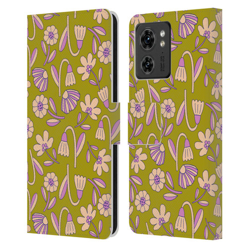 Gabriela Thomeu Floral Art Deco Leather Book Wallet Case Cover For Motorola Moto Edge 40