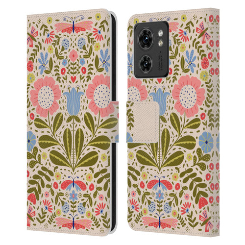 Gabriela Thomeu Floral Blooms & Butterflies Leather Book Wallet Case Cover For Motorola Moto Edge 40