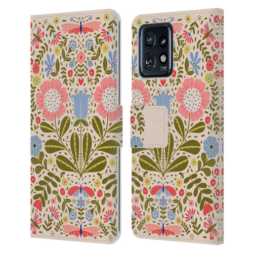 Gabriela Thomeu Floral Blooms & Butterflies Leather Book Wallet Case Cover For Motorola Moto Edge 40 Pro