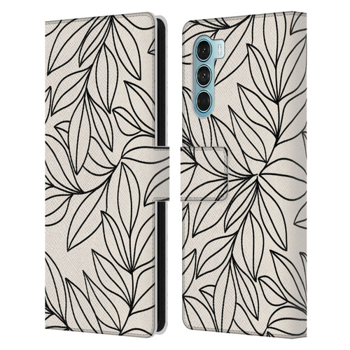 Gabriela Thomeu Floral Black And White Leaves Leather Book Wallet Case Cover For Motorola Edge S30 / Moto G200 5G