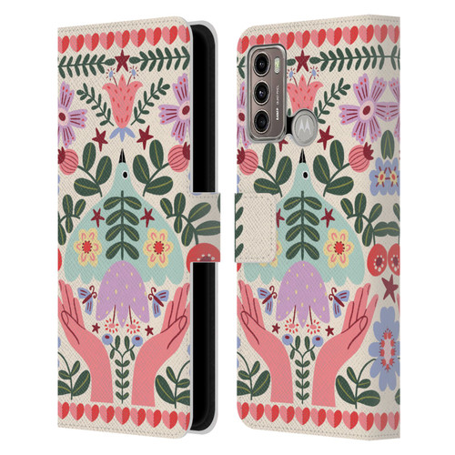 Gabriela Thomeu Floral Folk Flora Leather Book Wallet Case Cover For Motorola Moto G60 / Moto G40 Fusion