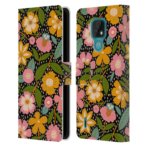 Gabriela Thomeu Floral Floral Jungle Leather Book Wallet Case Cover For Motorola Moto E7