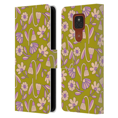 Gabriela Thomeu Floral Art Deco Leather Book Wallet Case Cover For Motorola Moto E7 Plus