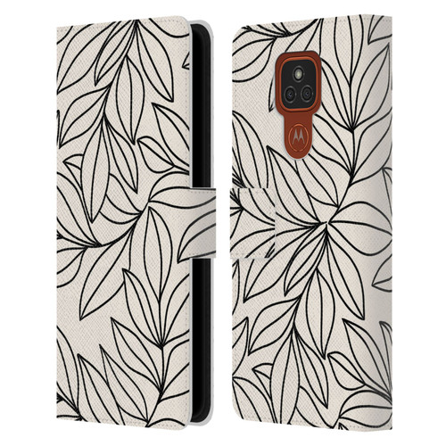 Gabriela Thomeu Floral Black And White Leaves Leather Book Wallet Case Cover For Motorola Moto E7 Plus