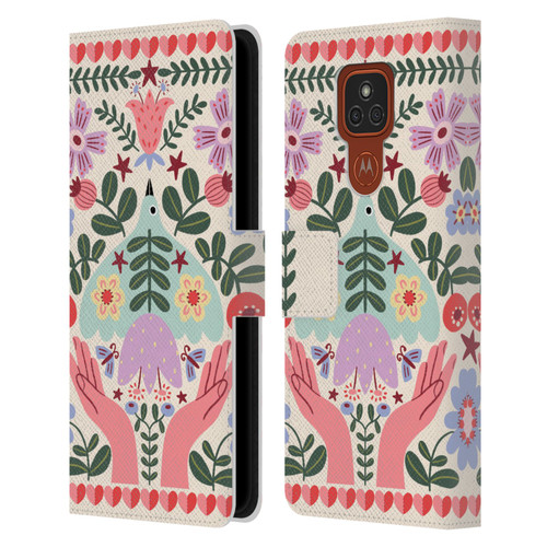 Gabriela Thomeu Floral Folk Flora Leather Book Wallet Case Cover For Motorola Moto E7 Plus