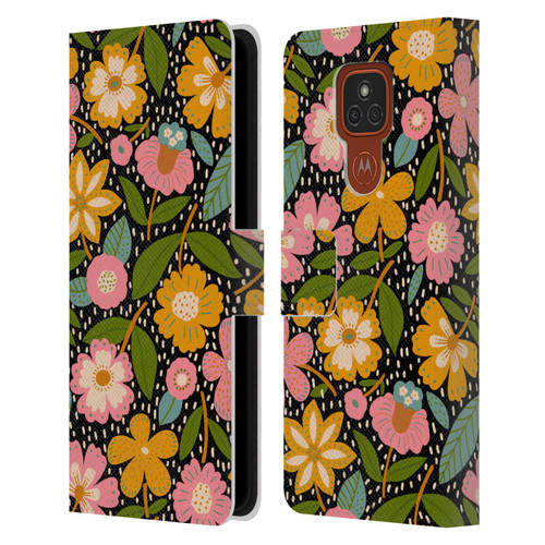 Gabriela Thomeu Floral Floral Jungle Leather Book Wallet Case Cover For Motorola Moto E7 Plus