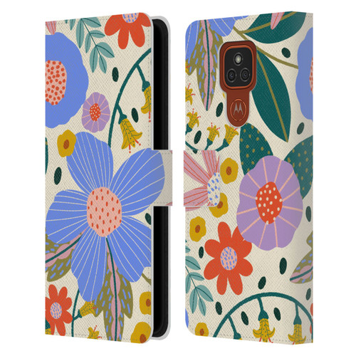 Gabriela Thomeu Floral Pure Joy - Colorful Floral Leather Book Wallet Case Cover For Motorola Moto E7 Plus