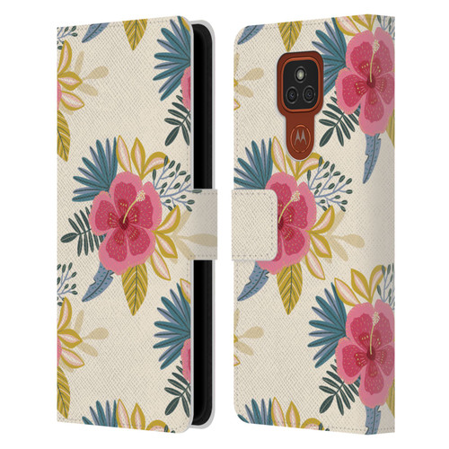 Gabriela Thomeu Floral Tropical Leather Book Wallet Case Cover For Motorola Moto E7 Plus