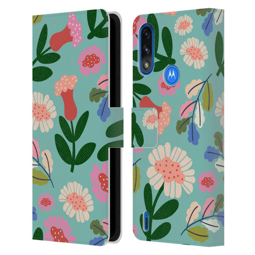 Gabriela Thomeu Floral Super Bloom Leather Book Wallet Case Cover For Motorola Moto E7 Power / Moto E7i Power