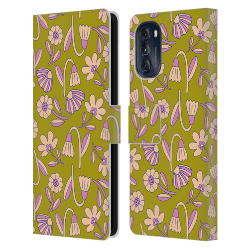 Gabriela Thomeu Floral Art Deco Leather Book Wallet Case Cover For Motorola Moto G (2022)