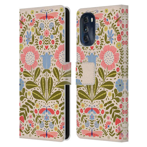 Gabriela Thomeu Floral Blooms & Butterflies Leather Book Wallet Case Cover For Motorola Moto G (2022)