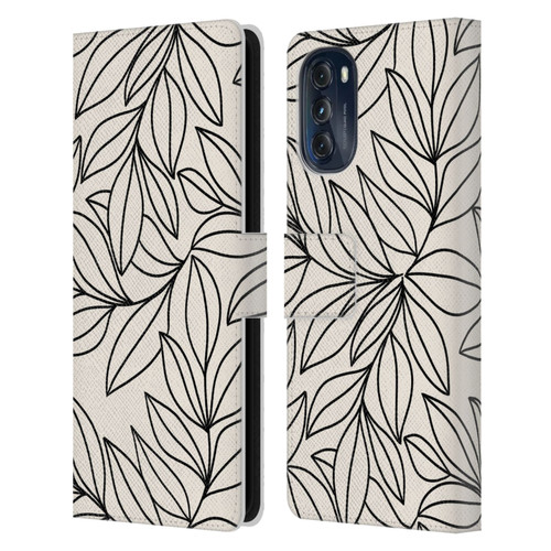 Gabriela Thomeu Floral Black And White Leaves Leather Book Wallet Case Cover For Motorola Moto G (2022)