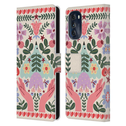 Gabriela Thomeu Floral Folk Flora Leather Book Wallet Case Cover For Motorola Moto G (2022)