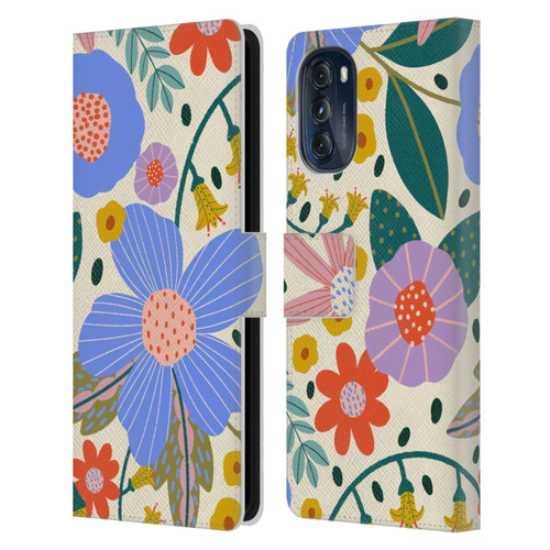 Gabriela Thomeu Floral Pure Joy - Colorful Floral Leather Book Wallet Case Cover For Motorola Moto G (2022)