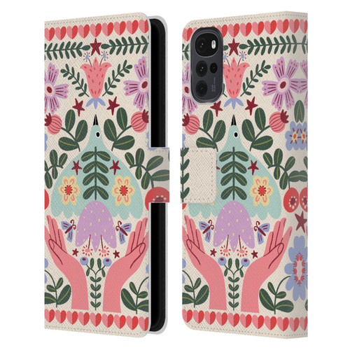 Gabriela Thomeu Floral Folk Flora Leather Book Wallet Case Cover For Motorola Moto G22