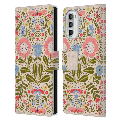 Gabriela Thomeu Floral Blooms & Butterflies Leather Book Wallet Case Cover For Motorola Moto G52