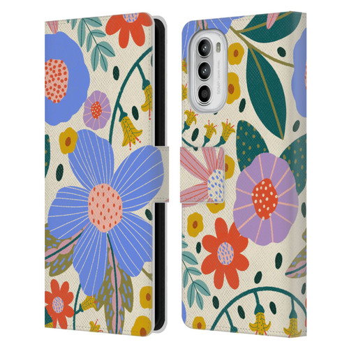 Gabriela Thomeu Floral Pure Joy - Colorful Floral Leather Book Wallet Case Cover For Motorola Moto G52