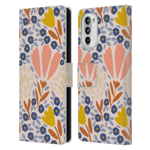 Gabriela Thomeu Floral Spring Flower Field Leather Book Wallet Case Cover For Motorola Moto G52