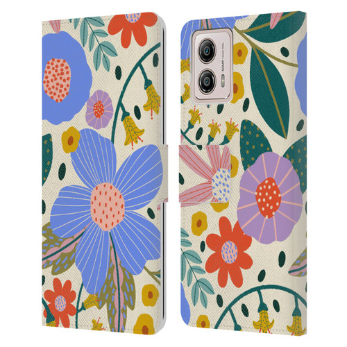Gabriela Thomeu Floral Pure Joy - Colorful Floral Leather Book Wallet Case Cover For Motorola Moto G53 5G