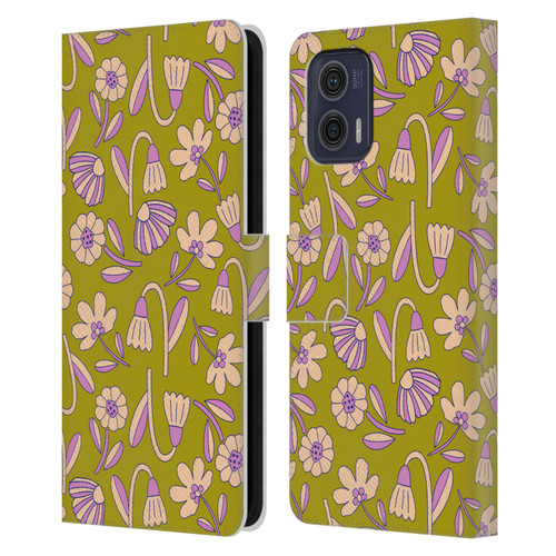 Gabriela Thomeu Floral Art Deco Leather Book Wallet Case Cover For Motorola Moto G73 5G