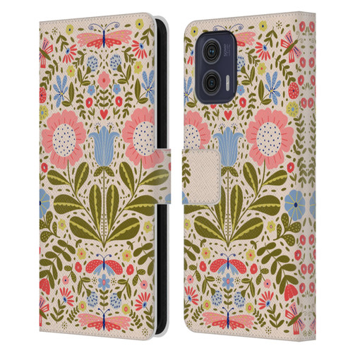 Gabriela Thomeu Floral Blooms & Butterflies Leather Book Wallet Case Cover For Motorola Moto G73 5G