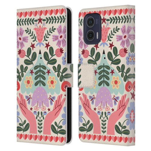 Gabriela Thomeu Floral Folk Flora Leather Book Wallet Case Cover For Motorola Moto G73 5G