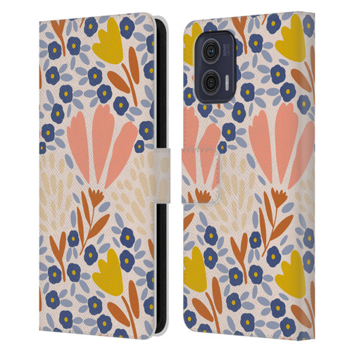 Gabriela Thomeu Floral Spring Flower Field Leather Book Wallet Case Cover For Motorola Moto G73 5G